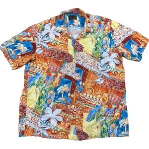 Hawaiian Reserve Collection Mens Large Rayon Aloha Shirt Tropical Made in Hawaii
